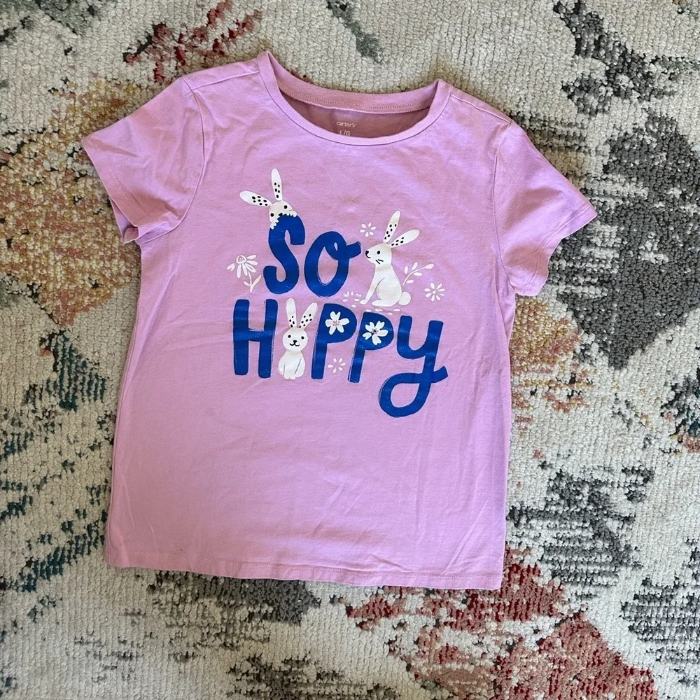 Carter’s Girls Easter So Hoppy Graphic T-Shirt Size Large